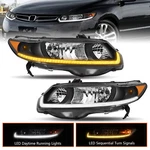 Led Drl Sequential Headlights Black For 2006-2011 Honda Civic Coupe 2-door Lh+rh. Fixed Price $299.99.