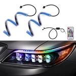 Rgb Led Drl Strip Light Headlight Turn Signal Eyebrow Lamp 18.5" Remote Control. Fixed Price $20.14.