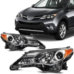 Headlights Assembly Left+right For 2013-2015 Toyota Rav4 2.5l Black Housing Pair. Fixed Price $145.99.