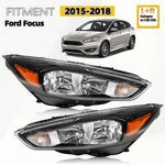 Halogen Headlights For 2015-2018 Ford Focus With Led Drl Black Left+ Right Pair. Fixed Price $159.99.