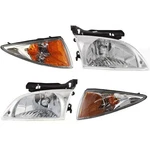Headlight Assembly Set For 2000-2002 Chevrolet Cavalier, W/corner Lights. Fixed Price $262.12.