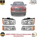 Front Headlights + Signal Lamps Lh & Rh For 2003-2006 Chevy Silverado /avalanche. Fixed Price $136.05.
