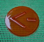 Vintage Nos K.d. Lamp Co. Amber Glass Arrow Turn Signal Lens 4-7/8". Fixed Price $34.95.