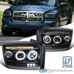 Fits 05-07 Dodge Dakota Black Led Strip Halo Projector Headlights Lamps Lh+rh. Fixed Price $175.95.