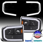 Fit 1999-2004 Ford F250 F350 Superduty Led Tube Black Projector Headlights. Fixed Price $273.98.
