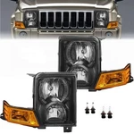 For 2006-2010 Jeep Commander Black Halogen Front Lamps Headlights L+r W/bulbs. Fixed Price $98.99.