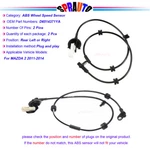 2pc Abs Wheel Speed Sensor Set Rear Lh & Rh For Mazda 2 11-14 L4 1.5l D6514371ya. Fixed Price $24.90.