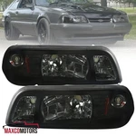 Smoke Headlights Fits 1987-1993 Ford Mustang W/ Corner Parking Lamps 89-93 Pair. Fixed Price $117.49.