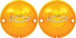 1957 Chevrolet Bel Air 150 210 Nomad; Park Lamp Lenses; Amber; With Chrome Bow. Fixed Price $38.99.
