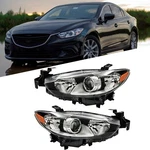Right+left Headlights For 2014 2015 2016 2017 Mazda 6 Black Housing Halogen Type. Fixed Price $120.09.