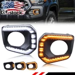 Smoked Led Drl Signal Front Bumper Fog Light Bezels For 16-23 Toyota Tacoma Trd. Fixed Price $58.99.