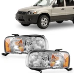 Left & Right Headlight Lamp Assembly For 2001-2004 Ford Escape Chrome Bezel. Fixed Price $80.00.