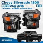 Halogen Headlight For 2022-2026 Chevy Silverado 1500 W/black Trim W/bulb Pair. Fixed Price $158.00.