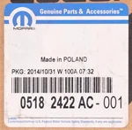 Mopar Lamp Part Number - 05182422ac. Fixed Price $25.99.