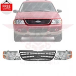 New Front Chrome / Gray Grille & Headlight Park Light Fits 2002-2003 Explorer. Fixed Price $229.44.