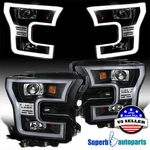 Fits 2015-2017 Ford F150 Black Projector Headlights W/ Led Strip Bar Tube L+r. Fixed Price $300.98.