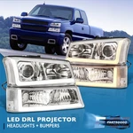 For 03-07 Chevy Silverado Clear Drl Projector Headlights +sequential Bumper Lamp. Fixed Price $202.99.