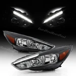 Fits Ford Focus 2015-2018 Headlights Headlamp Halogen Black Left+right W/led Drl. Fixed Price $158.00.