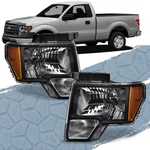 1pair Headlights Lamps Aftermarket Left & Right Black Fit For 09-14 Ford F150 Us. Fixed Price $110.12.