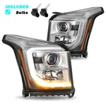 Pair Hid Headlights Front For 2015-2020 Gmc Yukon Xl Black W/bulbs Lh+rh Clear. Fixed Price $322.00.
