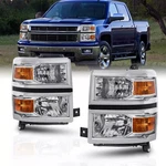 Pair Front Headlight Assembly For 2014-2015 Chevy Silverado 1500 Amber Reflector. Fixed Price $84.99.