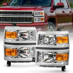 Headlights For 2014-2015 Chevy Silverado 1500 Headlamps Lh+rh Pairs 14-15 Lights. Fixed Price $109.99.