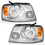 Pair Headlights Assembly For 2004-2008 Ford F-150 F150 Chrome Headlamps W/o Bulb. Fixed Price $66.89.
