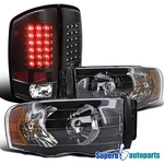 Fits 2002-2005 Dodge Ram Black Headlights+led Tail Brake Lights. Fixed Price $170.96.