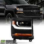2016-18 Chevy Silverado 1500 Hid/xenon Led Drl Headlight Passenger Primed Black. Fixed Price $84.99.