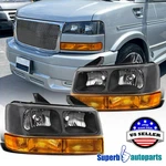 For 2003-2023 Chevy Express Gmc Savana Black Headlights Bumper Parking Signal. Fixed Price $89.98.