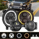 Auxbeam 9" Led Headlights Hi/lo Drl + 4" Driving Fog Lamps For Jeep Jl 2018-2022. Fixed Price $199.99.