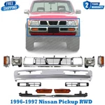 Front Bumper Cover Chrome & Grille Assembly Kit For 1996-1997 Nissan Pickup Rwd. Fixed Price $713.43.