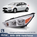 For 2015-2018 Ford Focus Halogen Headlight With Led Drl Chrome Left Driver Side. Fixed Price $96.99.
