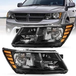 For 2009-2018 Dodge Journey Headlights Black Amber Headlamps Left&right Side. Fixed Price $73.99.